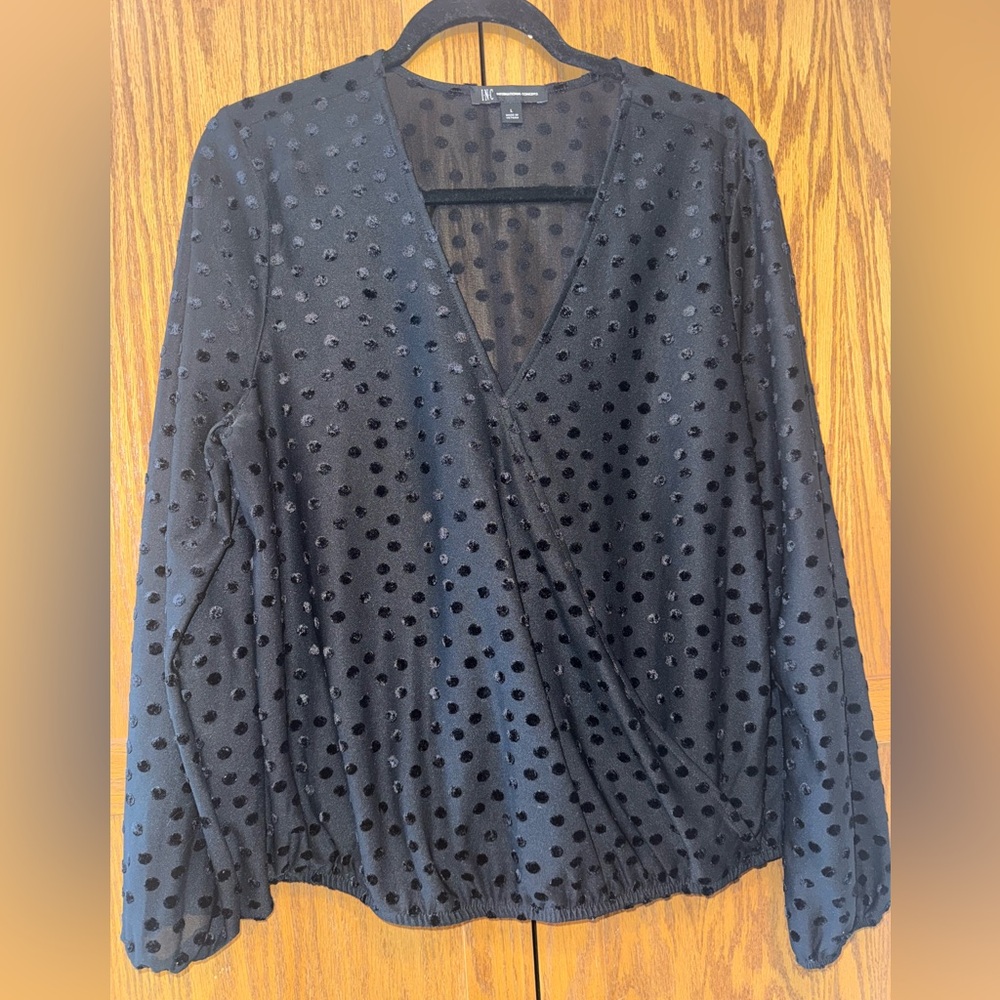 Black Polka Dot Women's Top